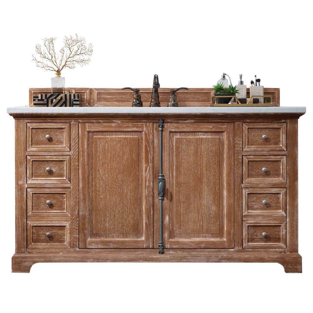 James Martin Vanities Providence 60" Driftwood Vanity with Carrara Marble Top