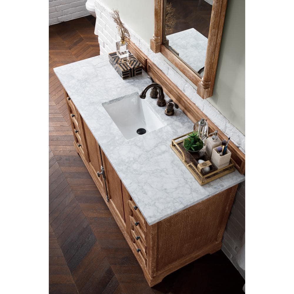 James Martin Vanities Providence 60" Driftwood Vanity with Carrara Marble Top