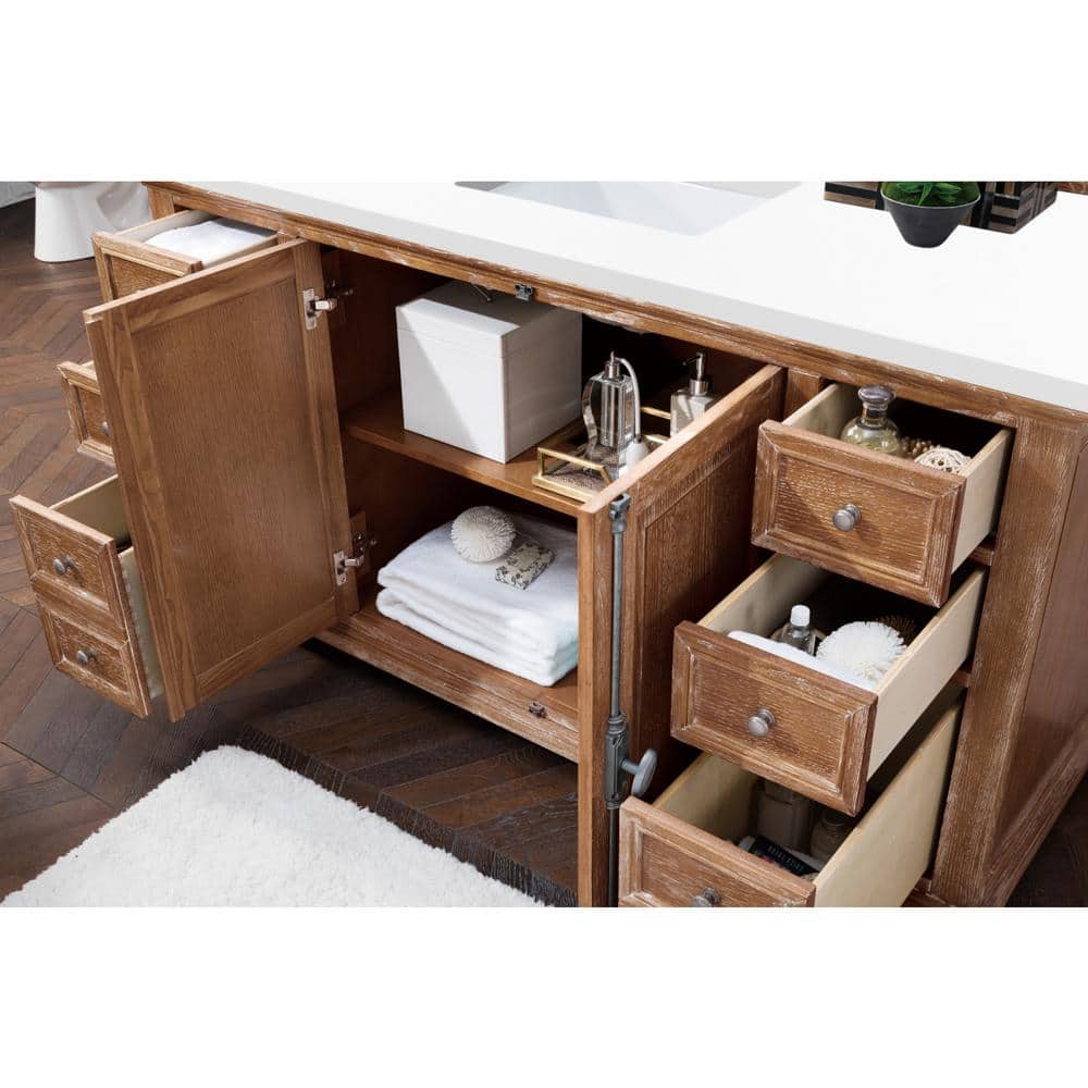 James Martin Vanities Providence 60" Driftwood Bathroom Vanity with Quartz Top