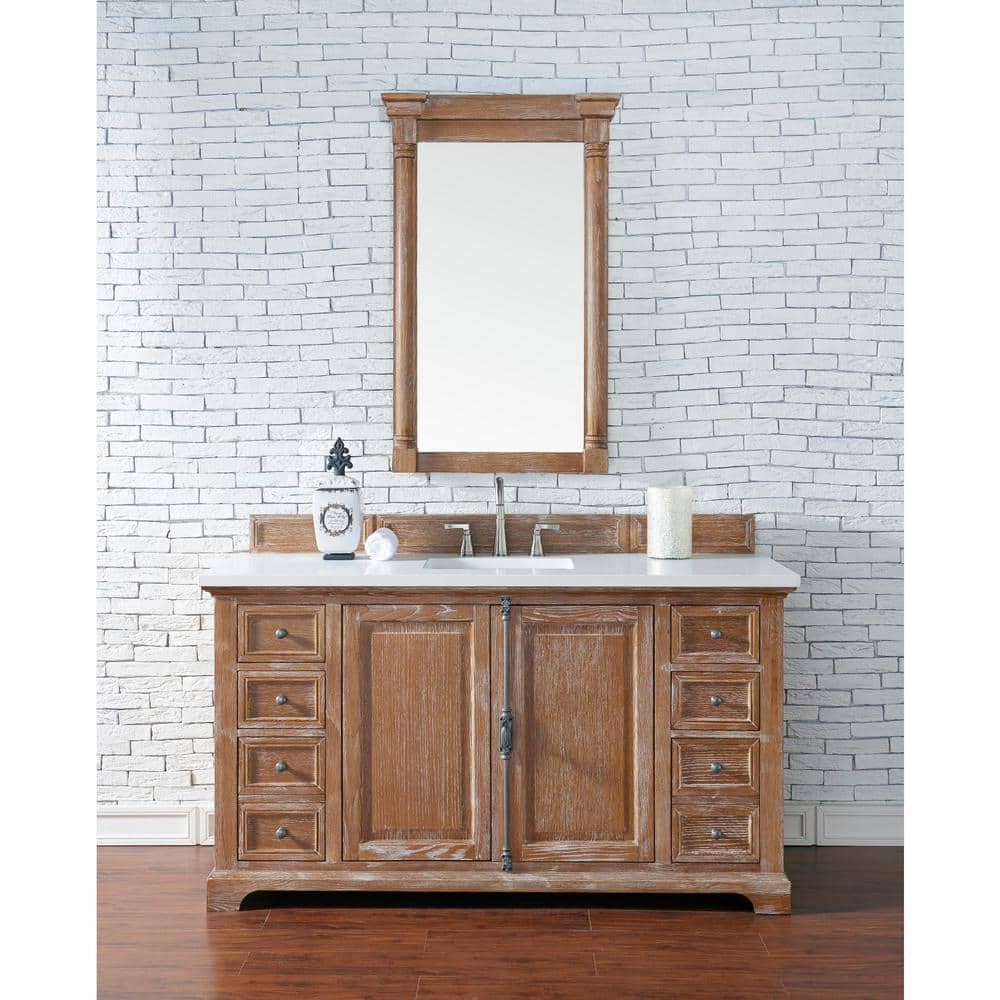 James Martin Vanities Providence 60" Driftwood Bathroom Vanity with Quartz Top