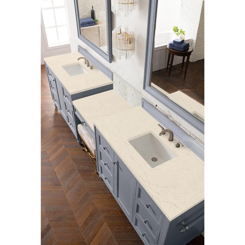 James Martin Vanities Copper Cove Encore Double Bath Vanity, Silver Gray, Quartz Top