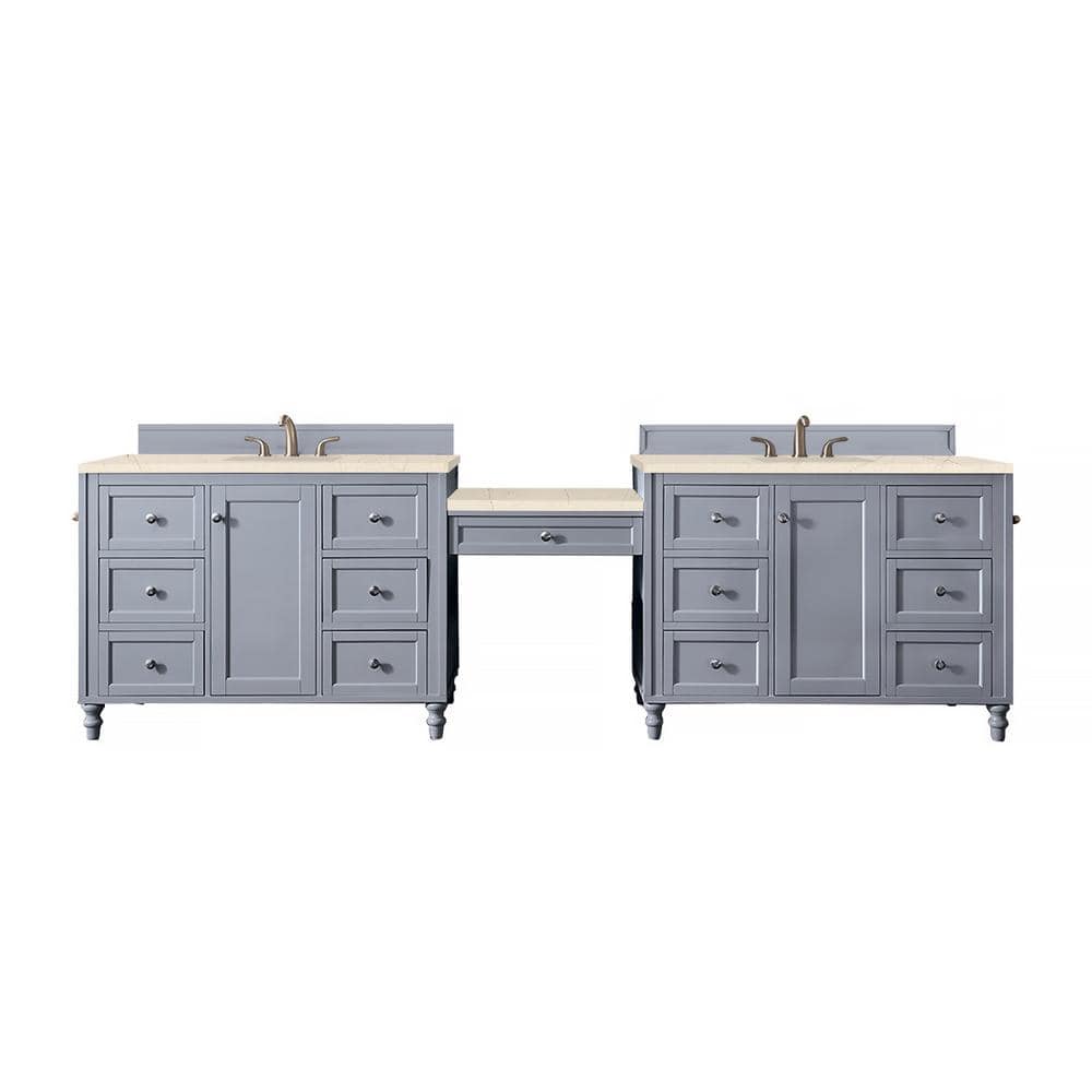 James Martin Vanities Copper Cove Encore Double Bath Vanity, Silver Gray, Quartz Top