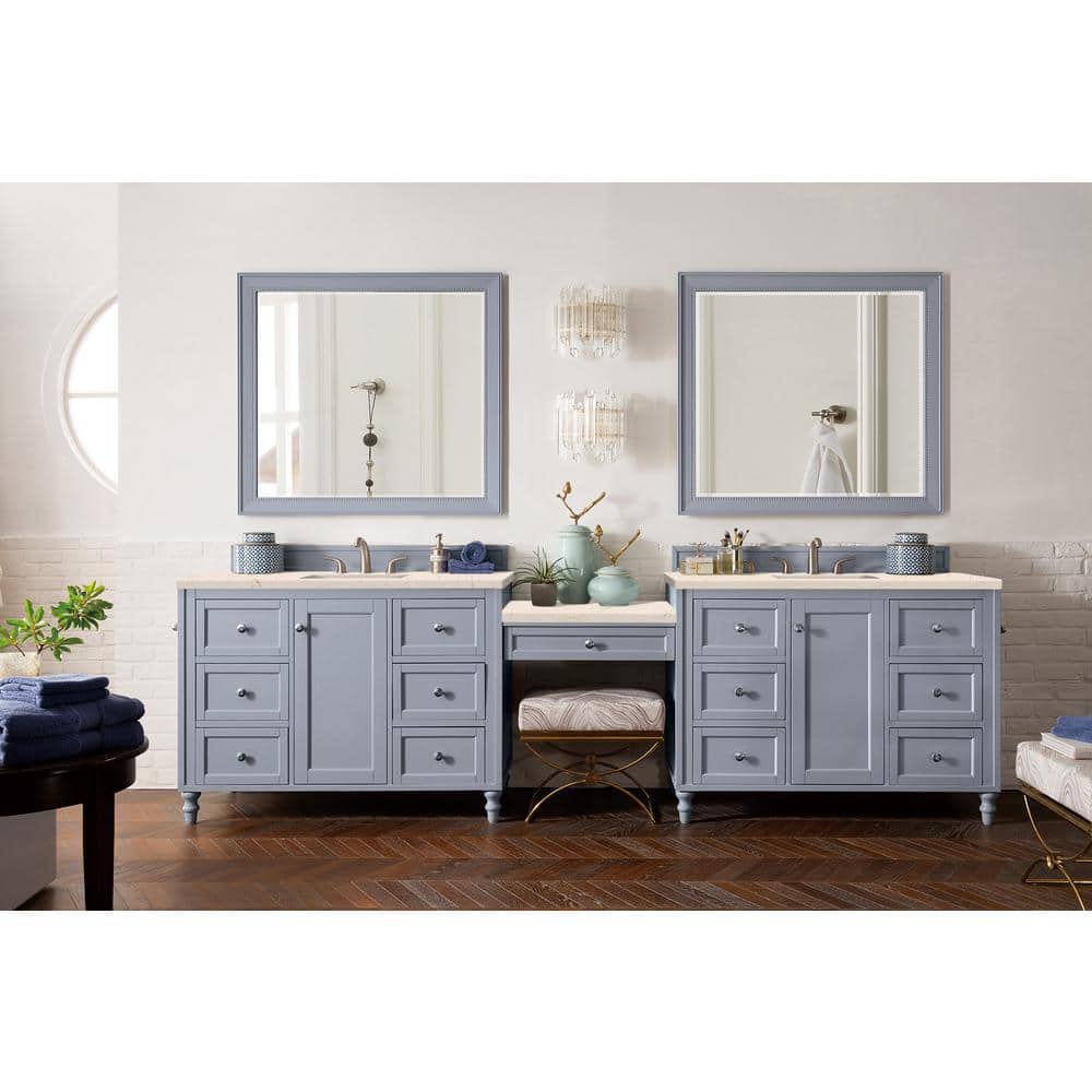James Martin Vanities Copper Cove Encore Double Bath Vanity, Silver Gray, Quartz Top