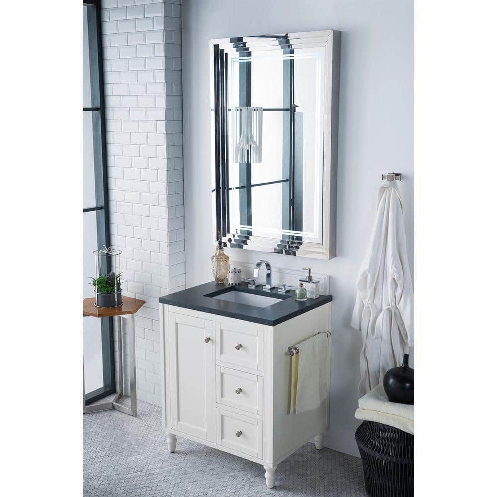 James Martin Vanities Copper Cove Encore 30" Bright White Vanity with Charcoal Soapstone Quartz Top