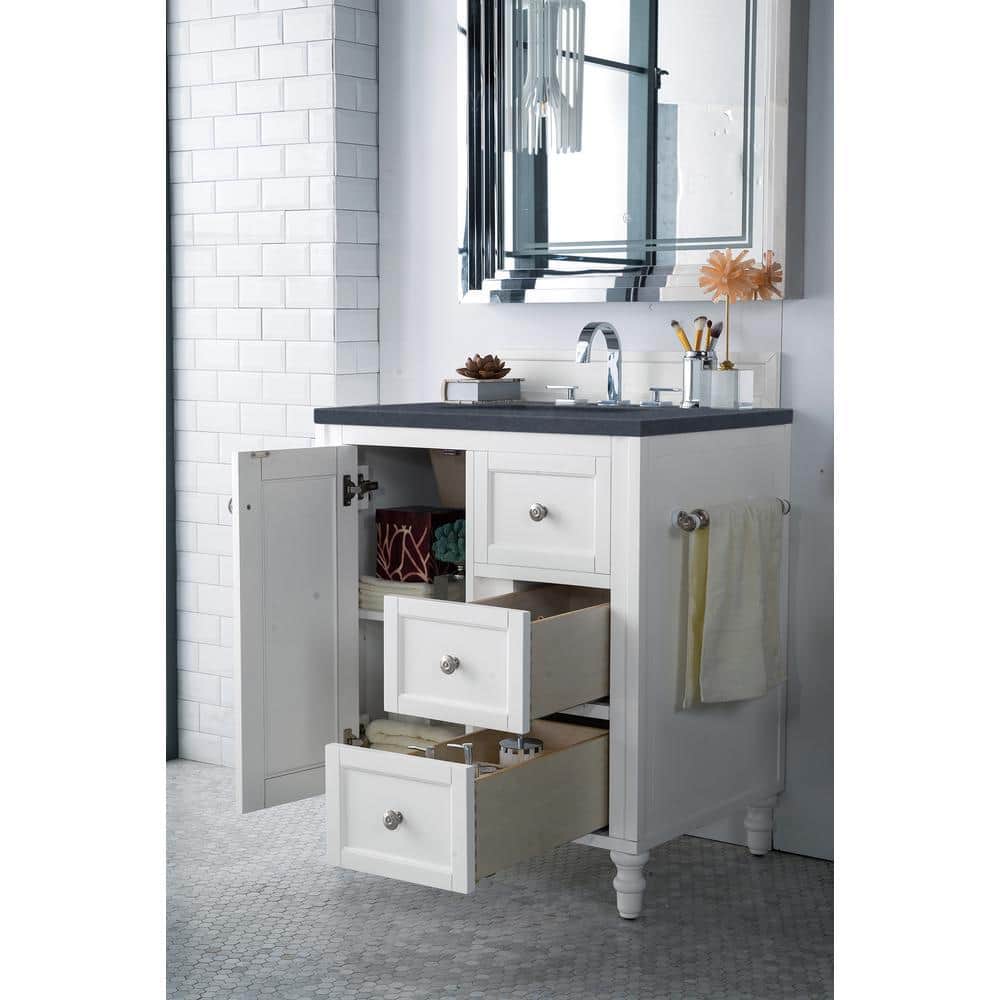 James Martin Vanities Copper Cove Encore 30" Bright White Vanity with Charcoal Soapstone Quartz Top