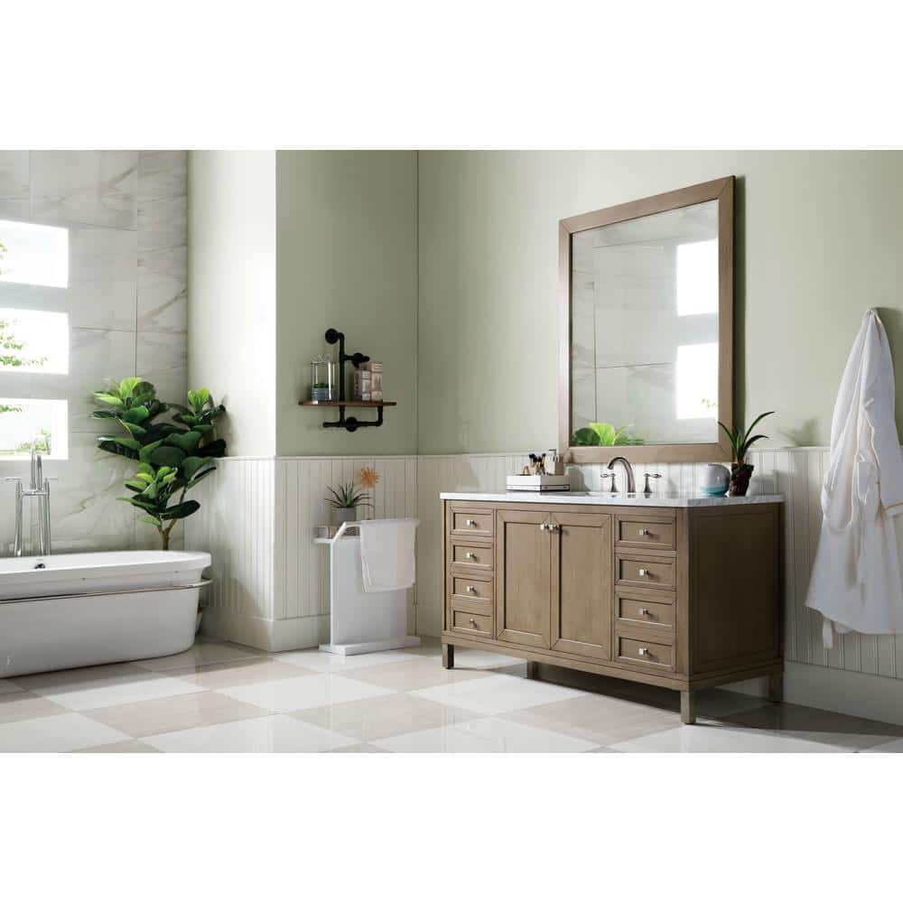 James Martin Vanities Chicago 60" Single Bath Vanity with Carrara Marble Top