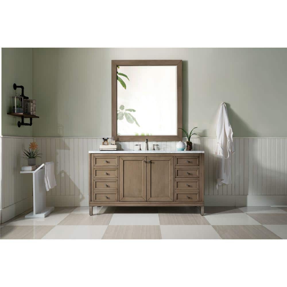 James Martin Vanities Chicago 60" Single Bath Vanity with Carrara Marble Top