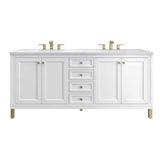 James Martin Vanities Chicago 72" Double Vanity in Glossy White with Arctic Fall Top