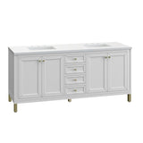 James Martin Vanities Chicago 72" Bathroom Vanity in Glossy White with Quartz Top