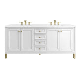 James Martin Vanities Chicago 72" Bathroom Vanity in Glossy White with Quartz Top
