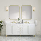 James Martin Vanities Chicago 72" Bathroom Vanity in Glossy White with Quartz Top