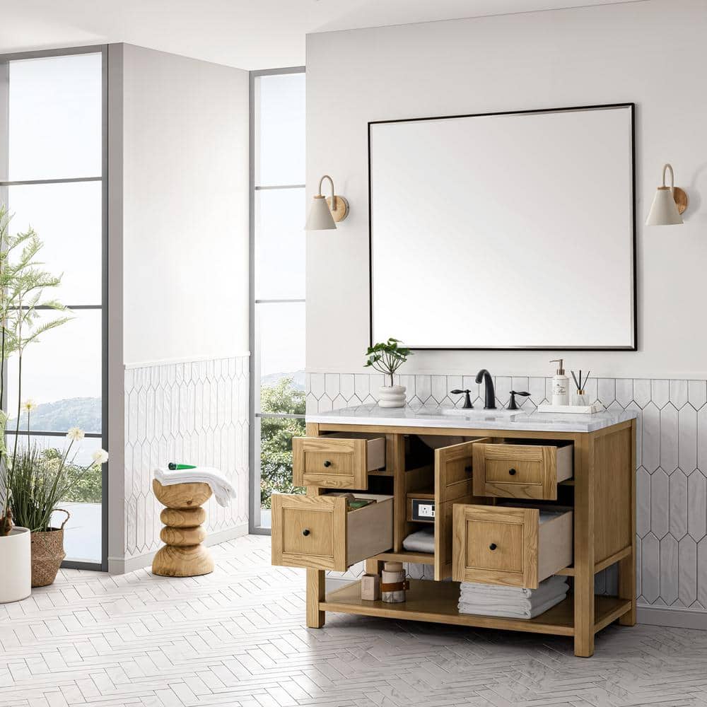 James Martin Vanities Breckenridge 48" Light Oak Bathroom Vanity with Arctic Fall Top