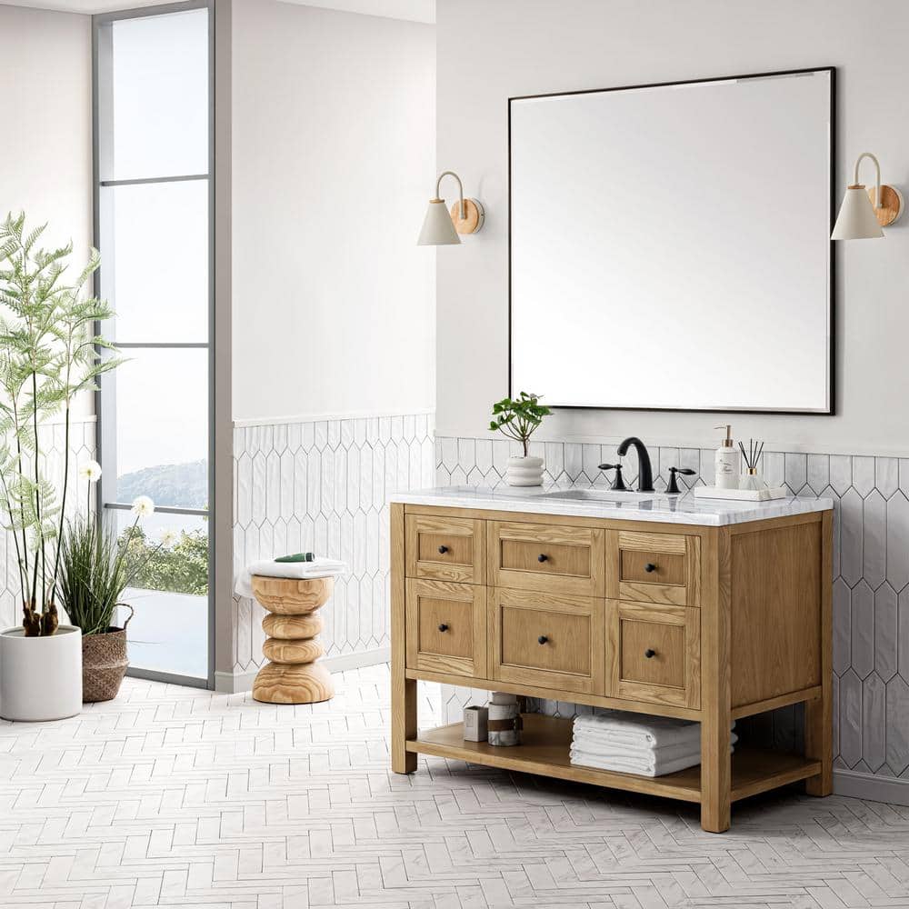 James Martin Vanities Breckenridge 48" Light Oak Bathroom Vanity with Arctic Fall Top