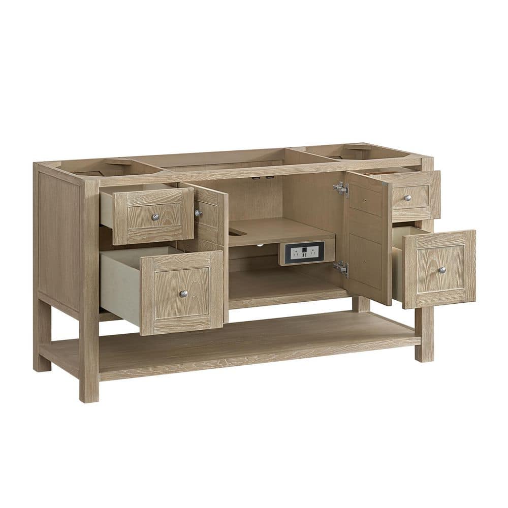James Martin Vanities Breckenridge 60" Single Bath Vanity in Whitewashed Oak with Carrara Marble Top