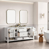 James Martin Vanities Breckenridge 72 in. Bright White Bathroom Vanity with Arctic Fall Top