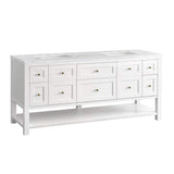 James Martin Vanities Breckenridge 72 in. Bright White Bathroom Vanity with Arctic Fall Top