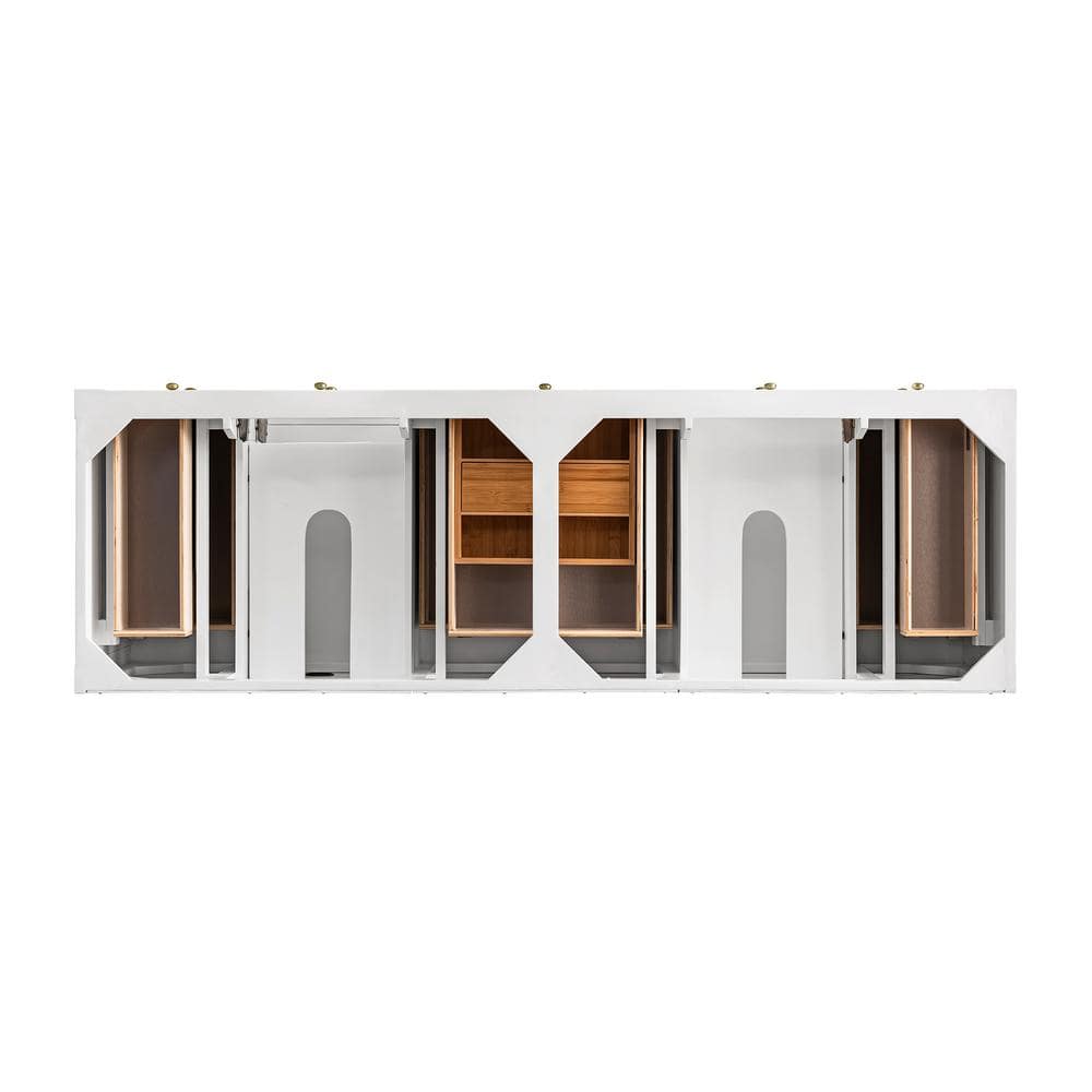 James Martin Vanities Breckenridge 72 in. Bright White Bathroom Vanity with Arctic Fall Top