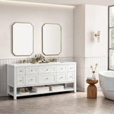 James Martin Vanities Breckenridge 72" Double Bathroom Vanity with White Zeus Quartz Top
