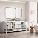 James Martin Vanities Breckenridge 72" Double Bathroom Vanity with White Zeus Quartz Top