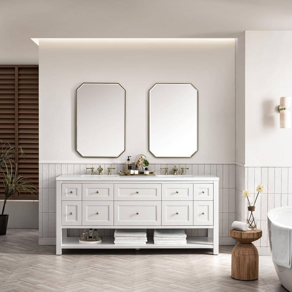 James Martin Vanities Breckenridge 72" Double Bathroom Vanity with White Zeus Quartz Top