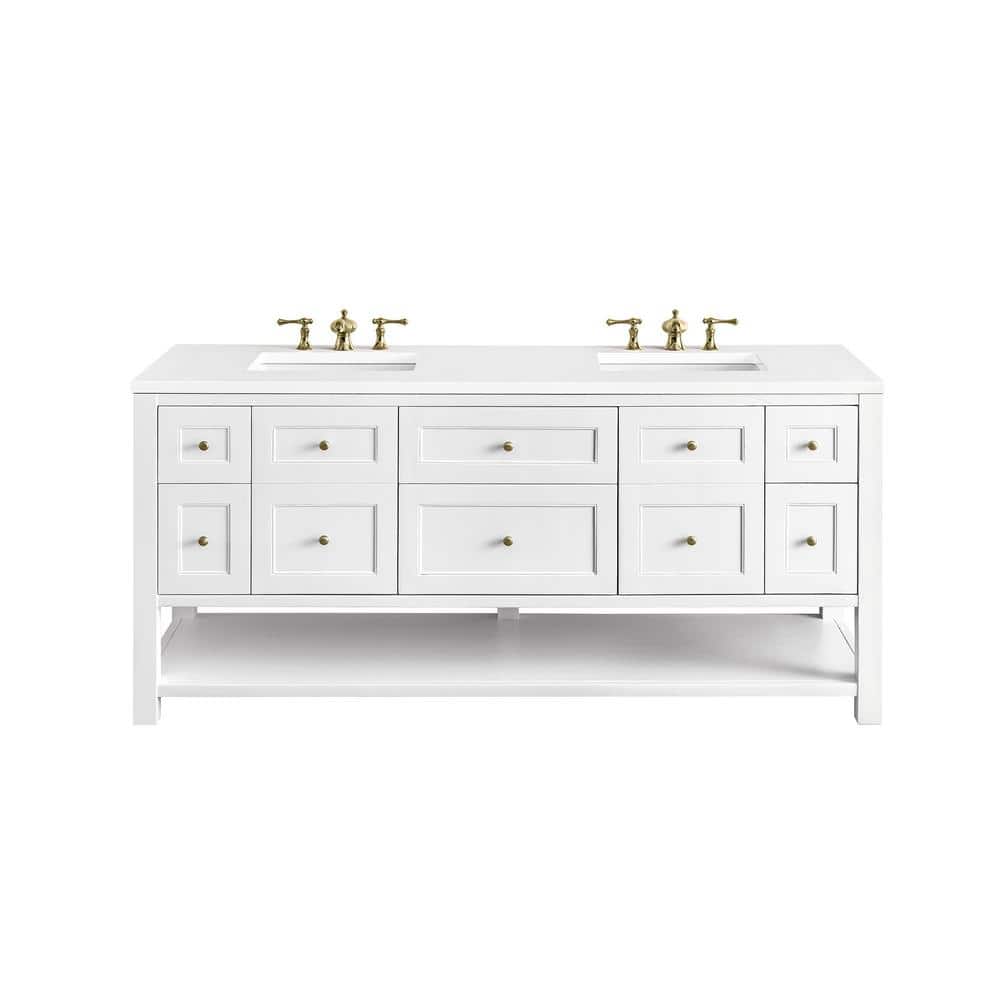 James Martin Vanities Breckenridge 72" Double Bathroom Vanity with White Zeus Quartz Top