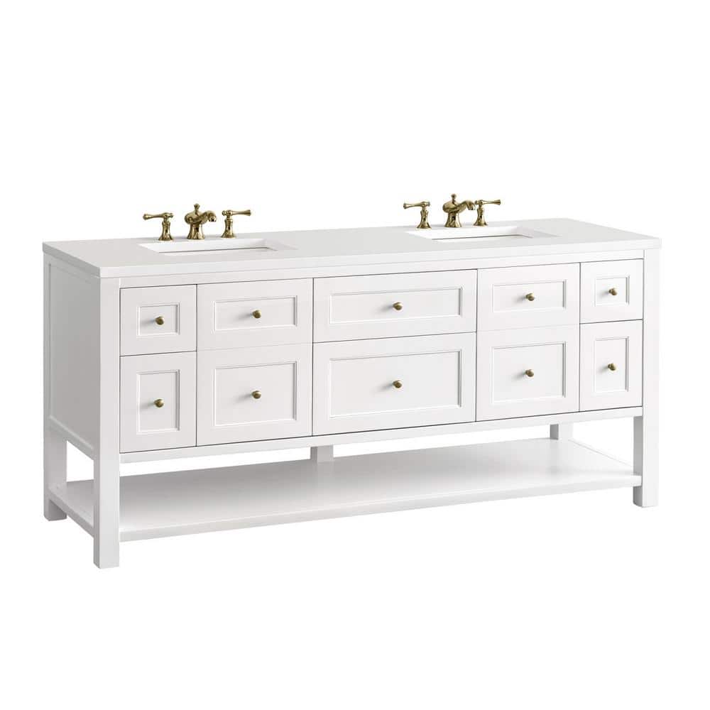 James Martin Vanities Breckenridge 72" Double Bathroom Vanity with White Zeus Quartz Top