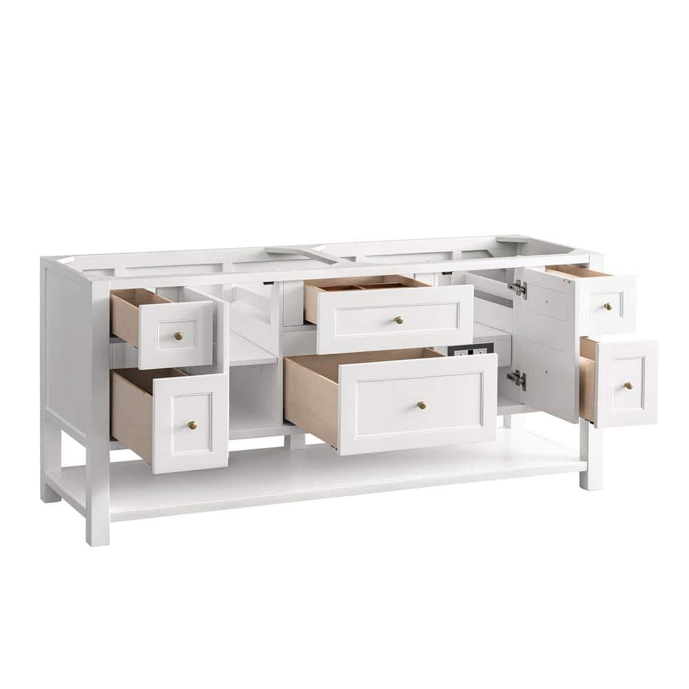 James Martin Vanities Breckenridge 72" Double Bathroom Vanity with White Zeus Quartz Top