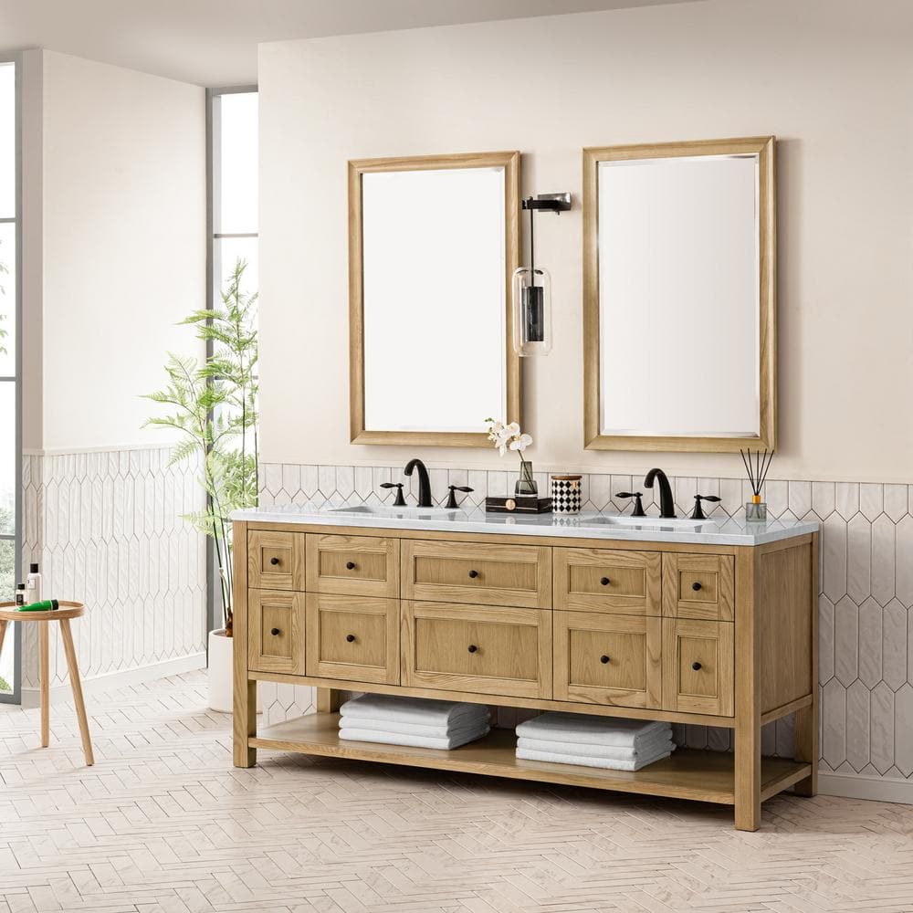 James Martin Vanities Breckenridge 72" Bathroom Vanity in Light Natural Oak with Solid Surface Top