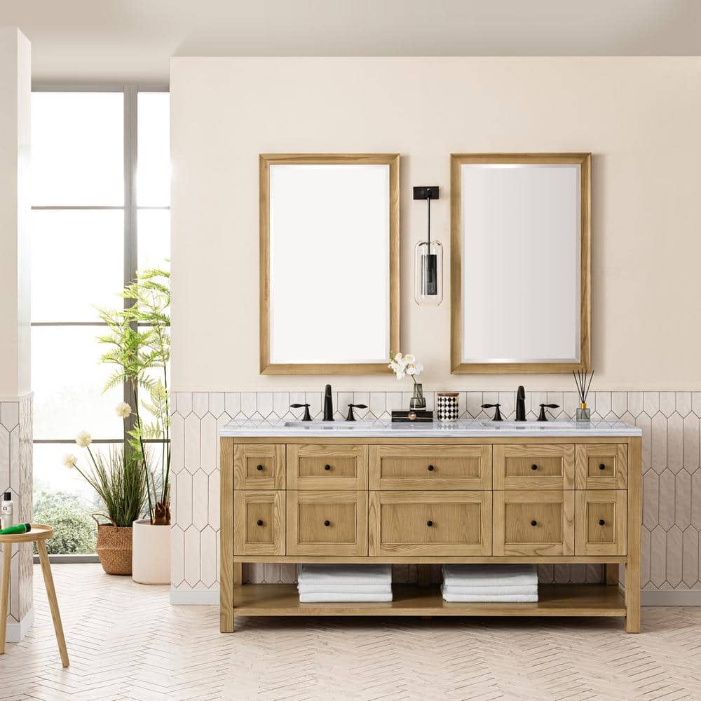 James Martin Vanities Breckenridge 72" Bathroom Vanity in Light Natural Oak with Solid Surface Top