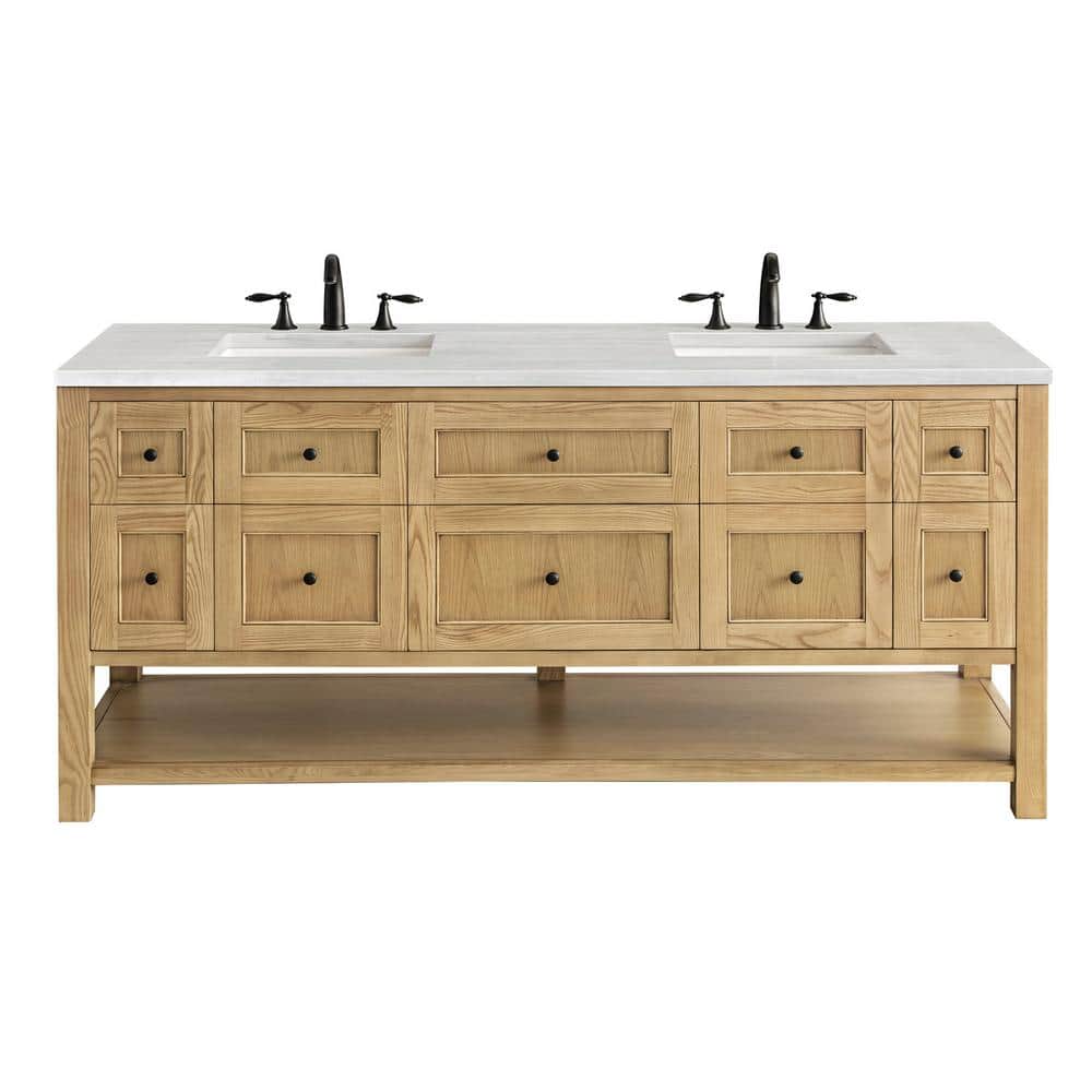 James Martin Vanities Breckenridge 72" Bathroom Vanity in Light Natural Oak with Solid Surface Top