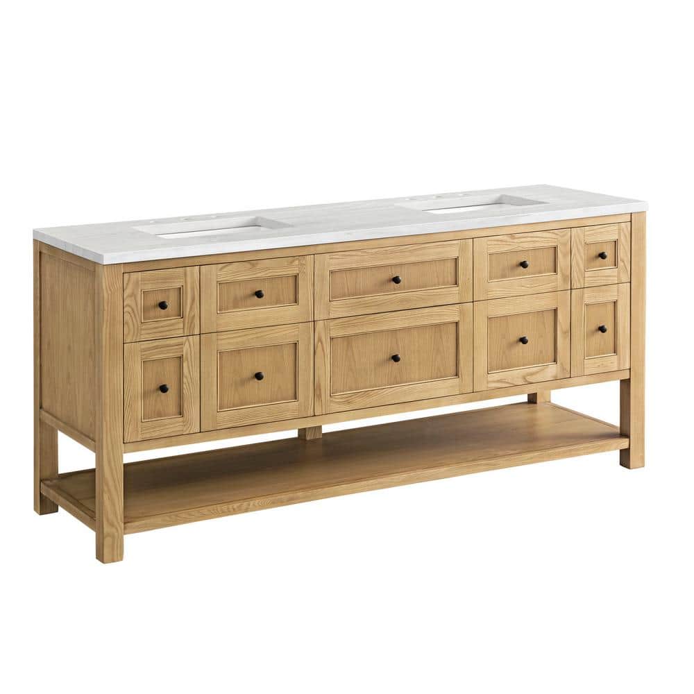 James Martin Vanities Breckenridge 72" Bathroom Vanity in Light Natural Oak with Solid Surface Top
