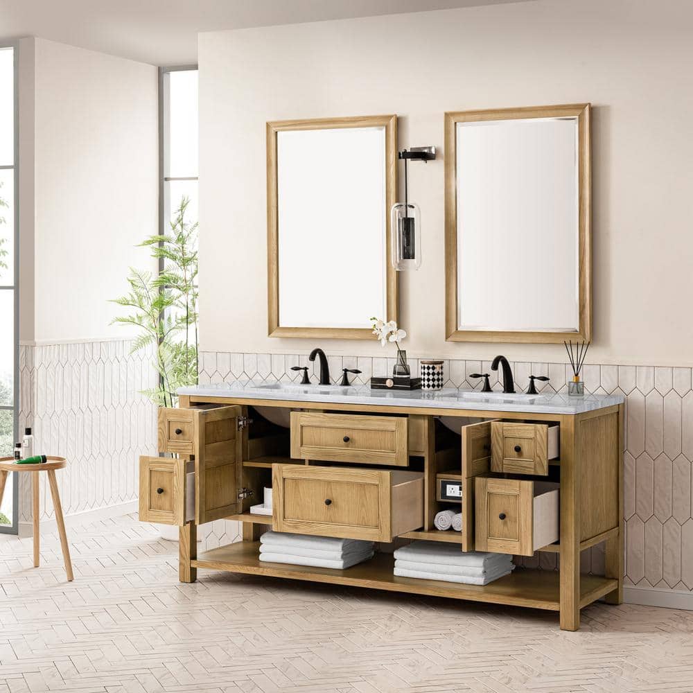 James Martin Vanities Breckenridge 72" Bathroom Vanity in Light Natural Oak with Solid Surface Top