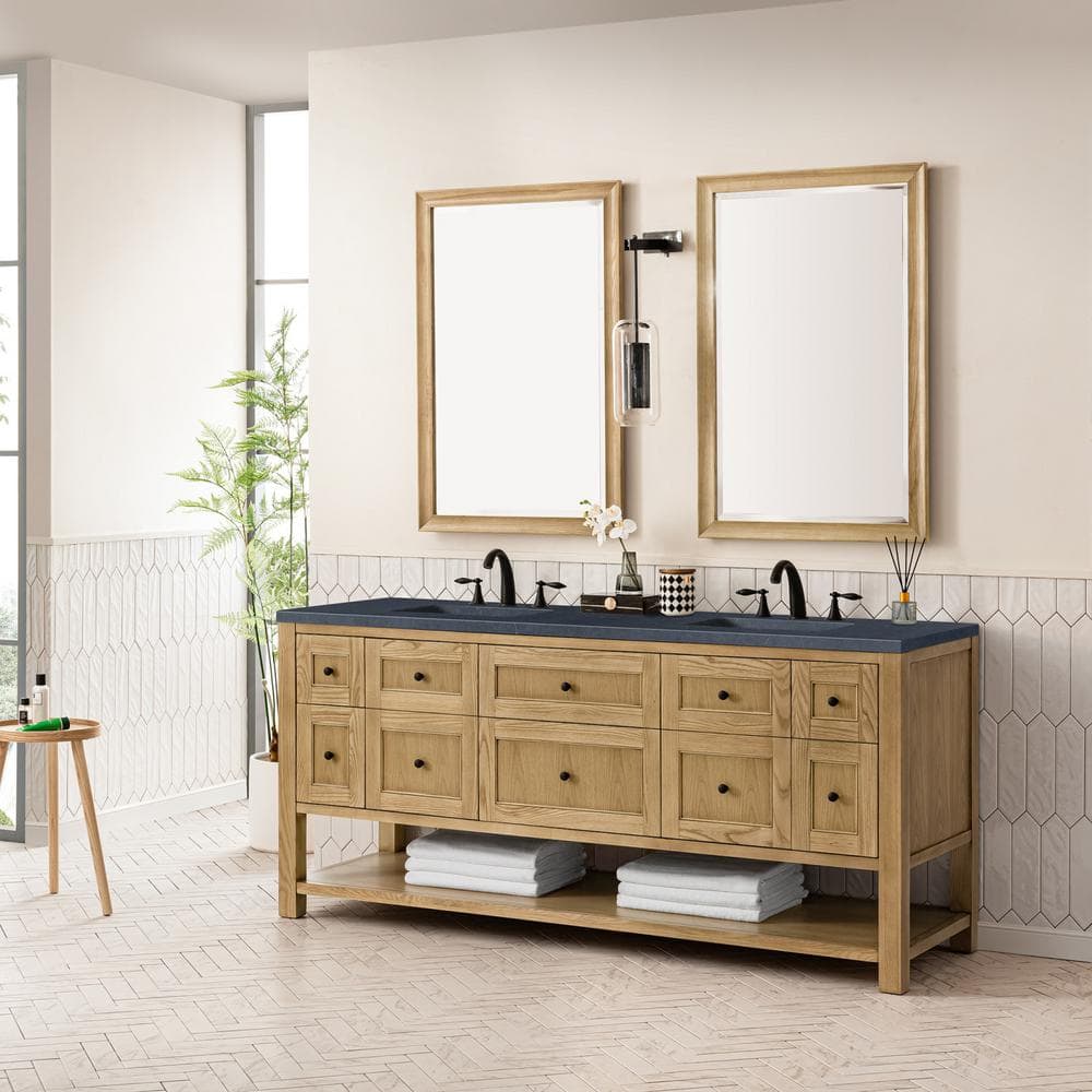 James Martin Vanities Breckenridge 72" Bathroom Vanity in Light Natural Oak with Charcoal Soapstone Top