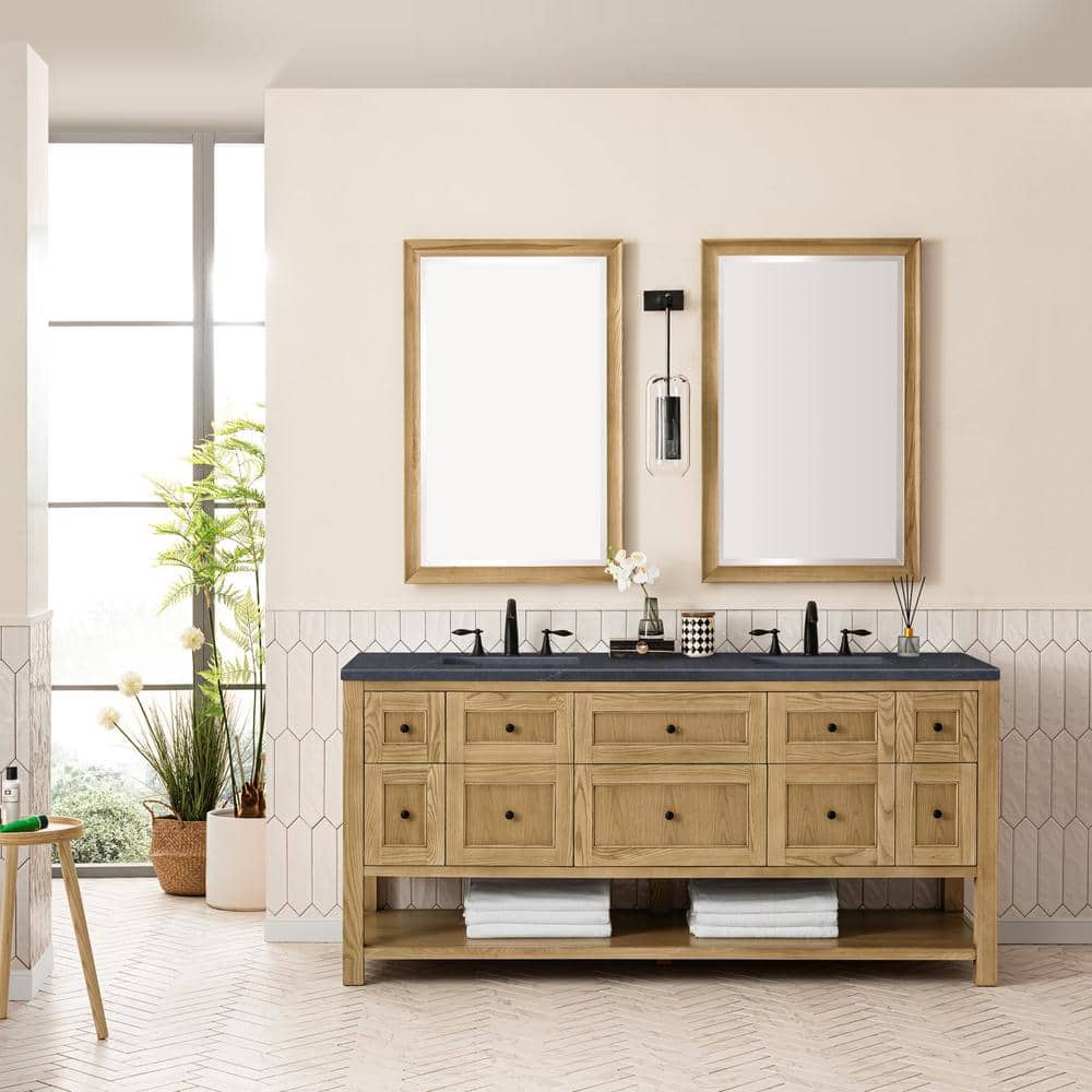 James Martin Vanities Breckenridge 72" Bathroom Vanity in Light Natural Oak with Charcoal Soapstone Top