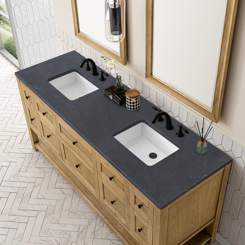 James Martin Vanities Breckenridge 72" Bathroom Vanity in Light Natural Oak with Charcoal Soapstone Top