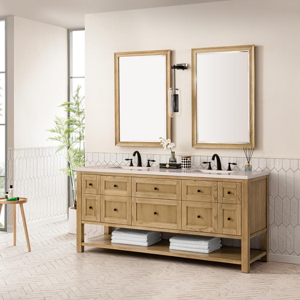 James Martin Vanities Breckenridge 72" Bathroom Vanity in Light Oak with Quartz Top