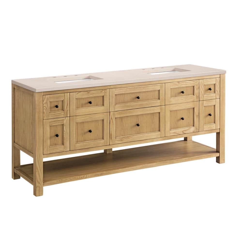 James Martin Vanities Breckenridge 72" Bathroom Vanity in Light Oak with Quartz Top