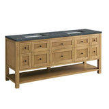 James Martin Vanities Breckenridge Double Bath Vanity, 72 in, Light Natural Oak with Quartz Top