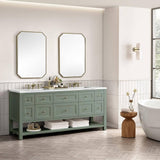 James Martin Vanities Breckenridge 72" Bathroom Vanity in Smokey Celadon with Arctic Fall Top