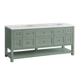 James Martin Vanities Breckenridge 72" Bathroom Vanity in Smokey Celadon with Arctic Fall Top