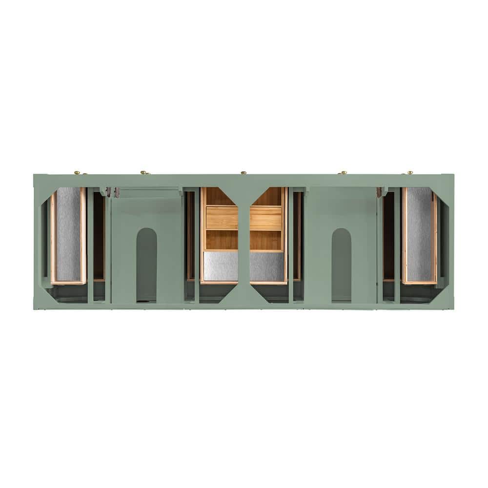 James Martin Vanities Breckenridge 72" Bathroom Vanity in Smokey Celadon with White Zeus Quartz Top