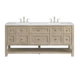 James Martin Vanities Breckenridge 72 in. Bathroom Vanity in Whitewashed Oak with Arctic Fall Top