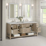 James Martin Vanities Breckenridge 72" Double Bath Vanity in Whitewashed Oak with Victorian Silver Quartz Top