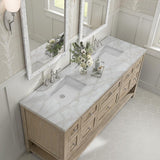 James Martin Vanities Breckenridge 72" Double Bath Vanity in Whitewashed Oak with Victorian Silver Quartz Top