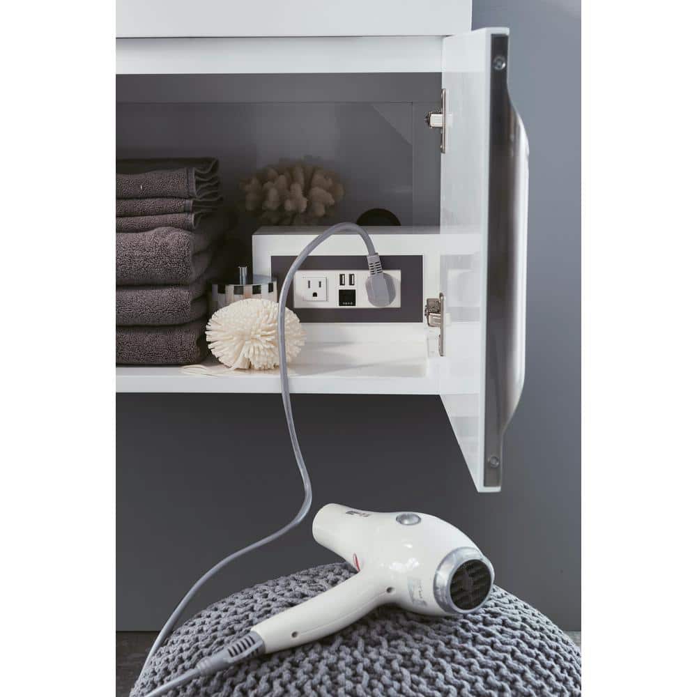 James Martin Vanities Mercer Island 72.5 in. Double Bath Vanity in Glossy White with Solid Surface Top