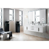 James Martin Vanities Mercer Island 72.5 in. Double Bath Vanity in Glossy White with Solid Surface Top
