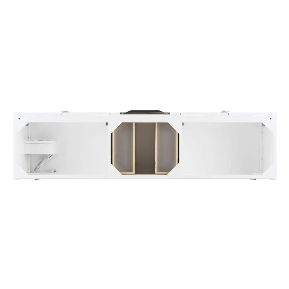 James Martin Vanities Mercer Island 72.5 in. Double Bath Vanity in Glossy White with Solid Surface Top
