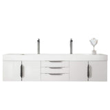 James Martin Vanities Mercer Island 72.5 in. Double Bath Vanity in Glossy White with Solid Surface Top