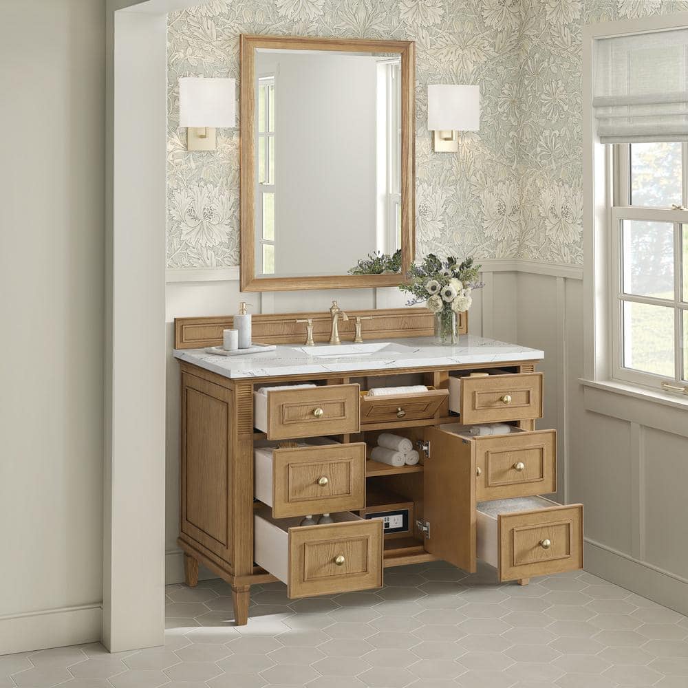 James Martin Vanities Lorelai 48" Single Bath Vanity in Light Natural Oak with Quartz Top
