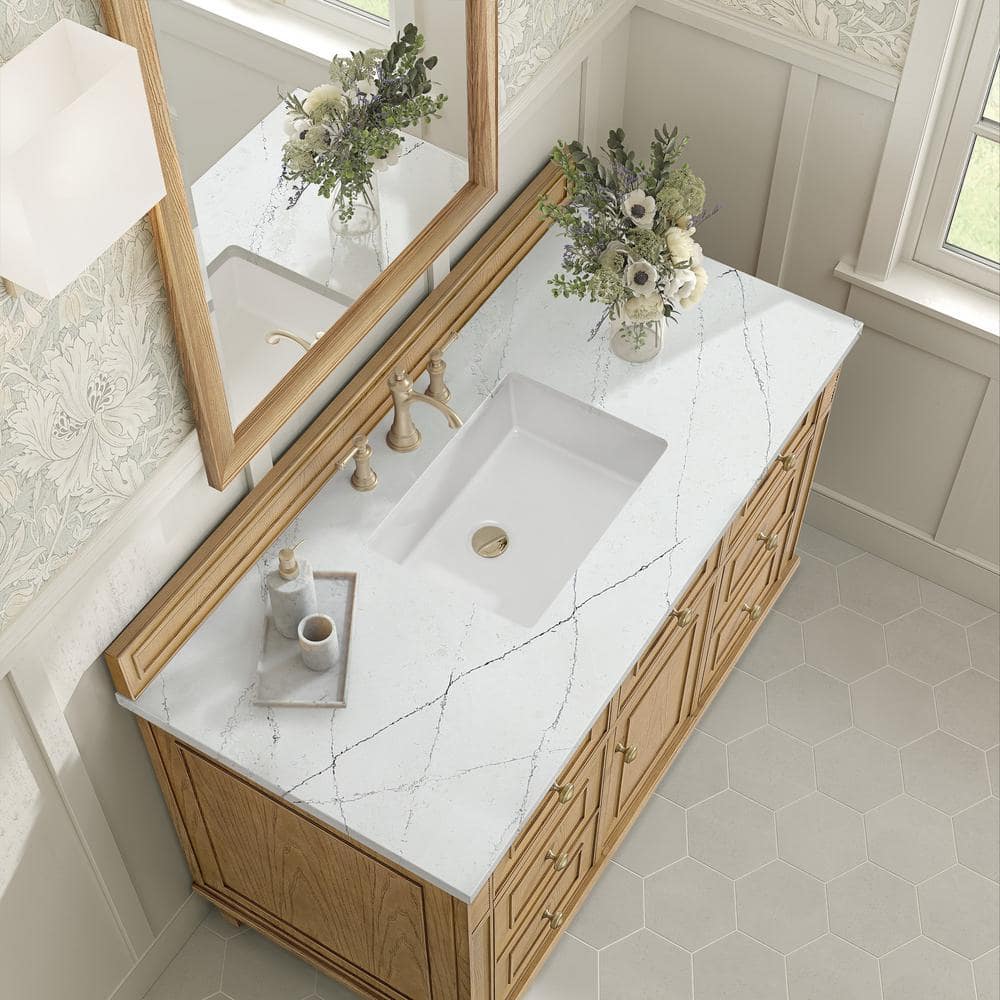 James Martin Vanities Lorelai 48" Single Bath Vanity in Light Natural Oak with Quartz Top